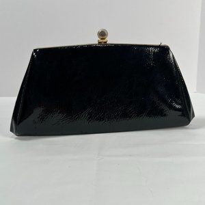 Vintage Black Clutch‎ Evening Bag with Gold Tone Chain Small Envelope Handbag